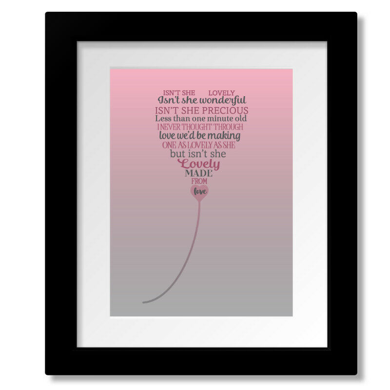 Isn't She Lovely by Stevie Wonder - Lyric Inspired Music Print Canvas or Plaque