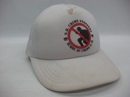 NB Crime Stoppers Bilingual Hat Vintage White Snapback Trucker Cap - £15.73 GBP