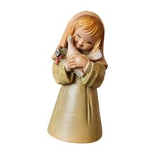 Wood Carved Anri Figurine Hand Painted Child Holding Dove Italy Signed 3&quot; - £38.92 GBP