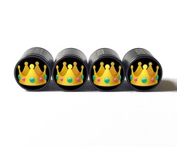 Crown Jewels Emoji Tire Valve Stem Caps - Black Aluminum - Set of Four - £12.48 GBP