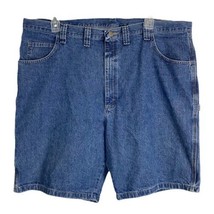 Wrangler Mens Shorts Size 44 Blue Denim Carpenter Cargo Pockets 10&quot; Inseam - $21.39