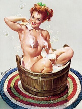 Lovely Woman in Wooden Tub 8.5x11&quot; Photo Print Pinup Elvgren Sudsy Bath Fine Art - $8.20