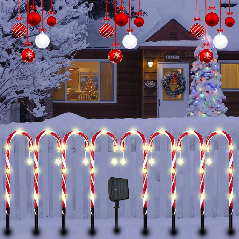 10 Pack Solar Power Candy Cane Lights for Christmas Decorations Outdoor Solar Ga - £116.14 GBP
