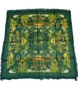 Vintage Reversible Asian-Inspired Fringed Silk Square Table Cover Tapestry - £72.21 GBP
