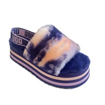UGG Womens Size 10 Disco Marble Slide Sheepskin Platform Slippers Violet... - $67.87