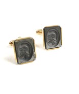 Cameo in Black of Roman Greek Soldier Cufflinks by Anson 22414 - £27.68 GBP
