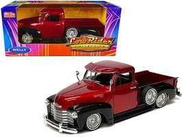 1953 Chevrolet 3100 Pickup Truck Lowrider Red Metallic and Black Two-Tone &quot;Low - £30.32 GBP
