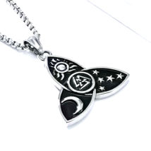 Men Unisex Silver Irish Celtic Trinity Knot Valknut Pendant Necklace Chain 24&quot; - £13.44 GBP