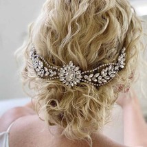 Leaf Rhinestone Headbands For Women Crystal Hair Combs Tiaras Bride Wedding Part - £16.38 GBP