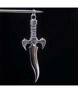 Sterling silver Scimitar Pendant Bat Skull Pirate Dagger high polished 9... - $61.27 CAD