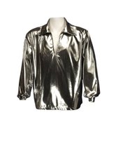 Men&#39;s Disco Shirt Theatrical Quality, Silver, Large - £57.41 GBP+