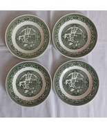 Vintage 1960s Royal China Green Willow Ware Set 4 Salad Plates 7 1/8&quot; Di... - £31.60 GBP