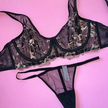 Victoria&#39;s Secret Largo sin Forro 32DD,34DD Sujetador Set Negro Dorado Beige - £58.15 GBP