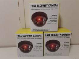 3x Dummy Camera Fake Security CCTV Dome Camera Flashing Red LED Light In&amp;Outdoor - £9.28 GBP