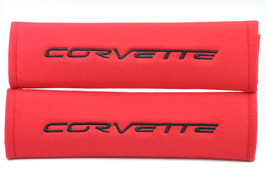 2 pieces (1 PAIR) Chevy Corvette Embroidery Seat Belt Cover Pads (Black on Red) - £13.79 GBP