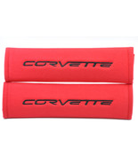 2 pieces (1 PAIR) Chevy Corvette Embroidery Seat Belt Cover Pads (Black on Red) - $17.99