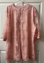 Fly Curvy Button Up Tunic Dressy Blouse Womens Plus Size 4X Pink Lace Fr... - £18.60 GBP