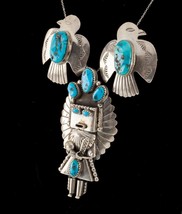 Navajo Sterling Silver Turquoise Kachina Tuxedo Set w/ Eagles - £1,167.73 GBP
