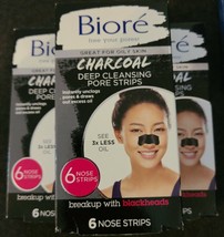 3 - Bioré Charcoal Deep Cleansing Pore nose Strips Oily Skin Box of 6 ct (H1) - £14.12 GBP