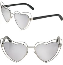 SAINT LAURENT LOULOU SL 197 SL197 Black Silver Mirror Metal Heart Sungla... - $425.70