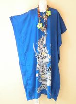 KD115 Blue Floral Batwing Hippie Caftan Dolman Women Abaya Maxi Dress Up... - $29.90