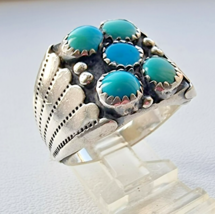 ZUNI NATIVE AMERICAN NATURAL TURQUOISE RING SIZE 10.25 - $2,274.08 MXN