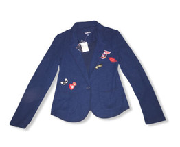 Freshman 1996 Junior Blazer Jacket Small Knit Stretch Navy Vintage Look Pockets - £12.30 GBP
