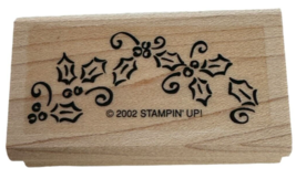 Stampin Up Rubber Stamp Holly Leaves Berry Christmas Card Making Border Holidays - £3.15 GBP