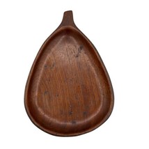 Mahogany Wooden Leaf Pear Shaped Tray  Bowl 10&quot; x 6.5&quot; Mid Century Modern Vntage - £11.99 GBP