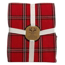 Well Dressed Home Tablecloth Red Plaid Oblong 60x84 Holiday Christmas Party - $36.08 CAD