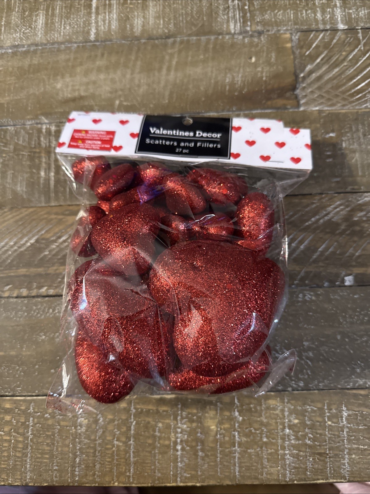 27 red glitter hearts vase filler tiered tray decor assorted sizes 1.25&quot;... - $7.80