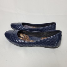 Born Womens Riley Ballet Flats Shoes Blue Patent Leather Slip On Quilted... - $23.75