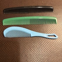 Vintage Comb Hair Detangler Blue Unbreakable Black Blue Green Lot Of 3 - $15.00