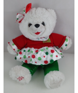 Snowflake Teddy Bear Red Green Girl 18” Soft Plush Stuffed Animal Christ... - $12.60