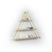 Moset Floating Wall Shelf: Rustic Metal Triangle Bookshelf Decor - $69.99