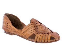 Womens Authentic Mexican Huarache Leather Sandals Slip On Light Brown #106F - $34.95