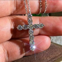 Pendentif croix en diamant rond taille brillant D/VVS1 5 carats en finition... - £87.94 GBP
