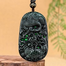 Natural Myanmar Black Jadeite Jade Dragon Tortoise Crane Pendants, Burmese Jade, - £81.62 GBP