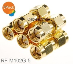 5-Pack Sma Rf Adapter Male/Male Gold Coupler Gender Changer, Rf-M102G-5 - $18.99