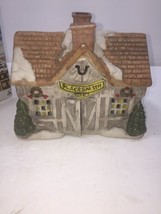 Vintage Christmas Ceramic Snow Village Candle Holder Blacksmith Shop - £14.55 GBP