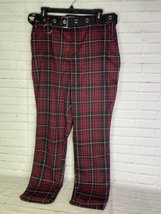 Hot Topic Merlot Plaid Punk Ska Goth Emo Grommet Belt Pants Black Red Ju... - £42.77 GBP