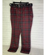 Hot Topic Merlot Plaid Punk Ska Goth Emo Grommet Belt Pants Black Red Ju... - £43.39 GBP