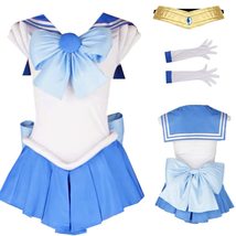 ZYHCOS Halloween Cosplay Costume Sapphire Girl Mercury Skirt Dress Suit ... - £45.45 GBP