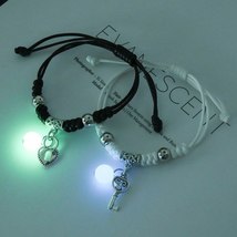 2pc/set Luminous Couple Bracelet Star Moon Heart Cross Key Lock - £5.10 GBP+