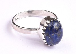 925 Sterling Silver Handmade Natural Lapis Lazuli Gemstone Ring For Women Gift - £53.78 GBP