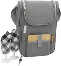 Premium Wine Bag, Insulated 2 Bottle Wine Carrier Tote, Wine &amp; Cheese Co... - $42.03