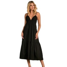 WILD FABLE Dress Black Tiered Long Maxi V-neck sheath Breathable Casual ... - $26.18