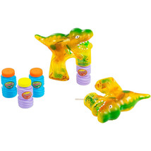 2 Pack Kids Light Up Dinosaur Bubble Shooter Gun W/Sound 4 Bubble Bottles 1.9 Oz - £30.30 GBP