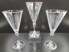 3 Cristal D&#39;Arques Alesia Water Goblets Set 8 1/8&quot; Elegant Optical Facet Glasses - £31.18 GBP