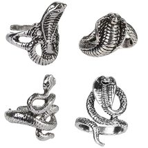 Cool Punk Adjustable Retro Opening Snake Ring Vintage Jewelry - £9.88 GBP